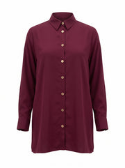 Maroon Collared Below Hip Top 90051