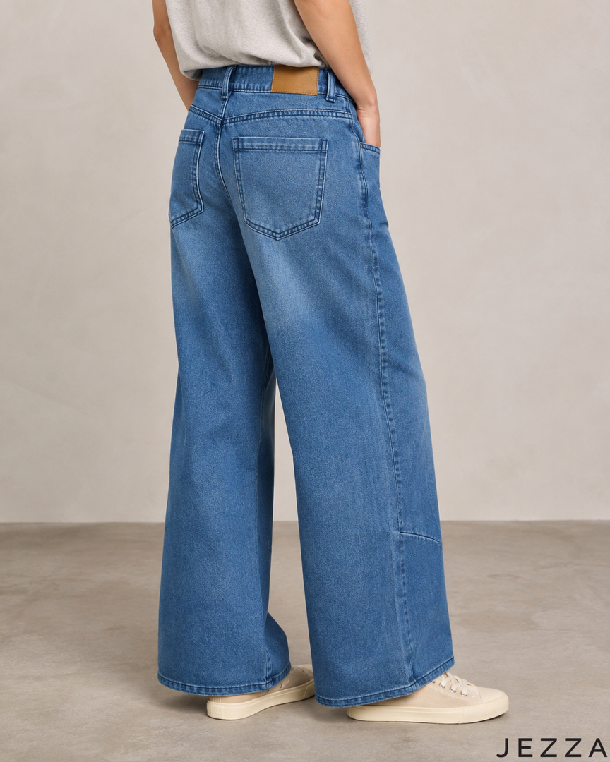 Coastal Sky: Light Blue Wide-Leg Denim Jeans DL-365 L