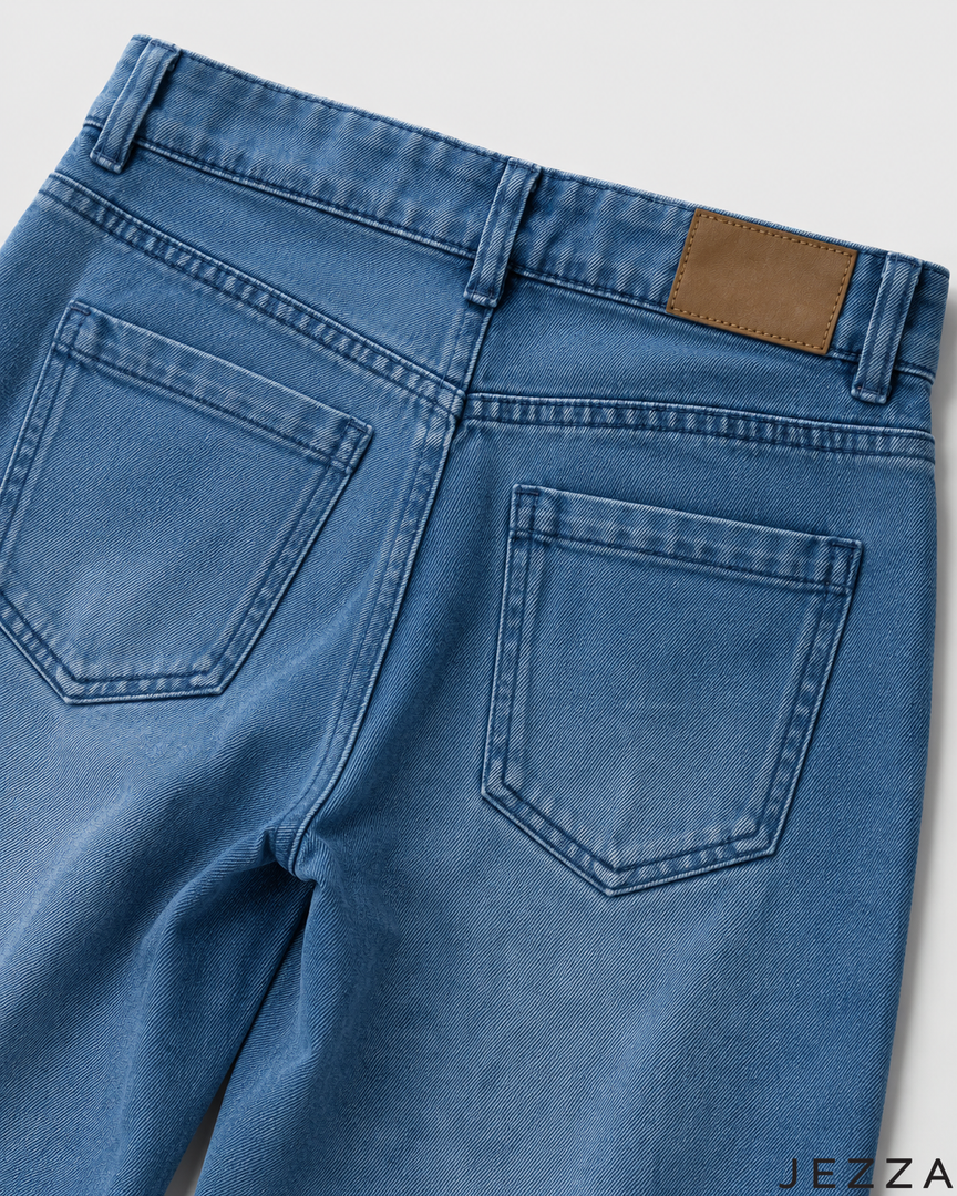 Coastal Sky: Light Blue Wide-Leg Denim Jeans DL-365 L