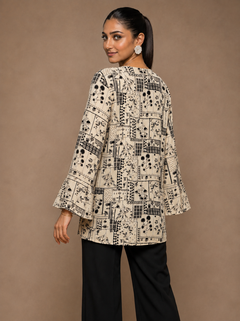 Abstract Texture: Textured Poly Cotton Below Hip Top 92831