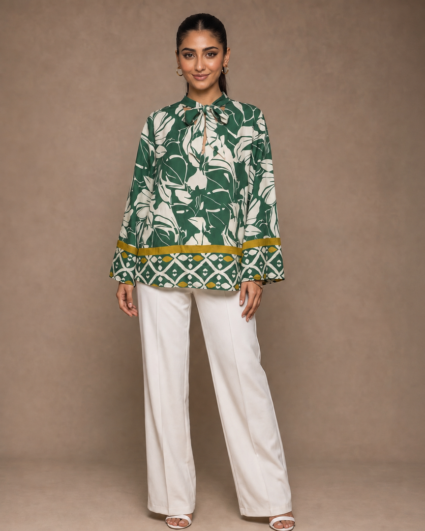 Geometric Tie: Poly Cotton Hip Top 92121