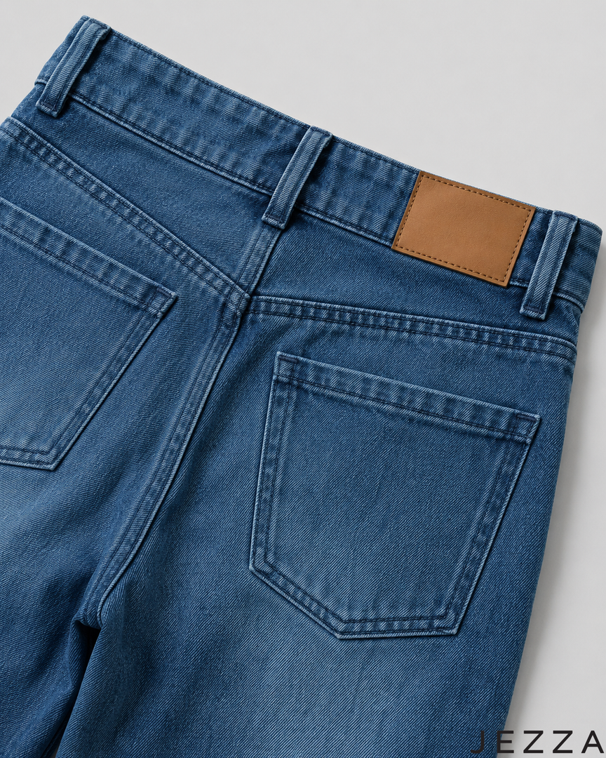 Indigo Horizon: Medium Blue Wide-Leg Denim Jeans DL-290 M