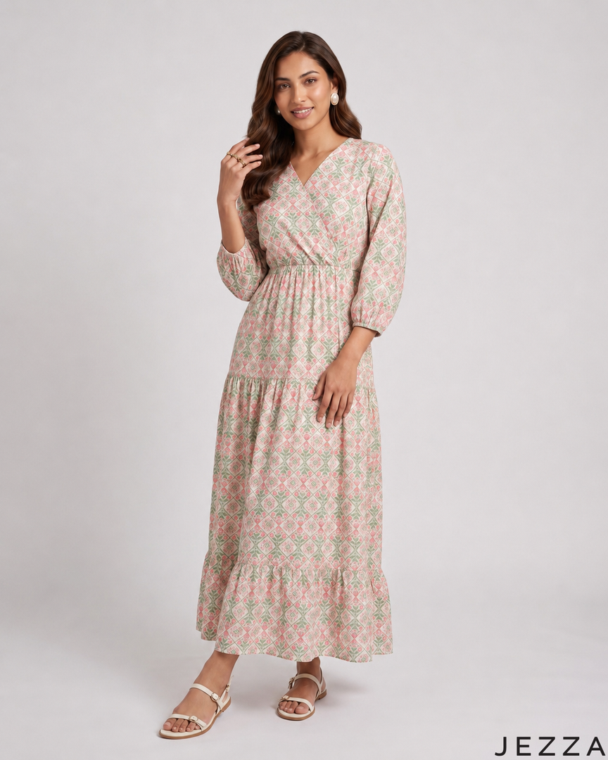 Bloom Motif: Cotton Maxi Dress 90321