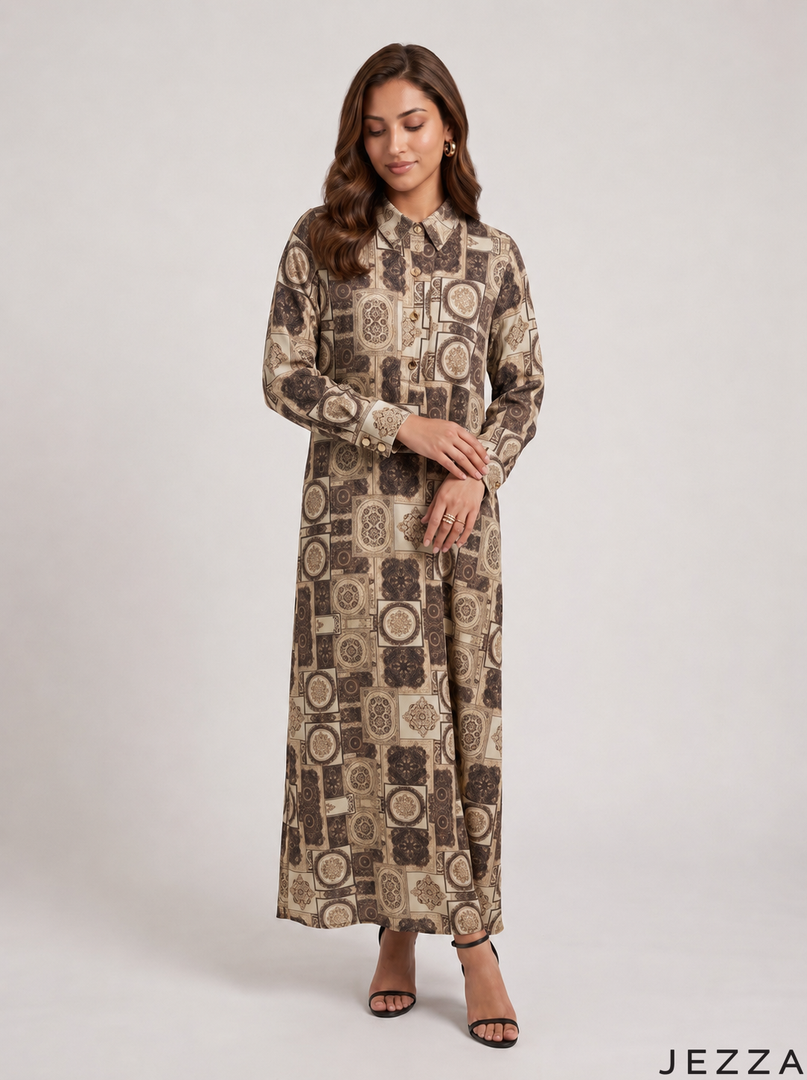 Patchwork Poetry: Satin A-Line Dress 90451