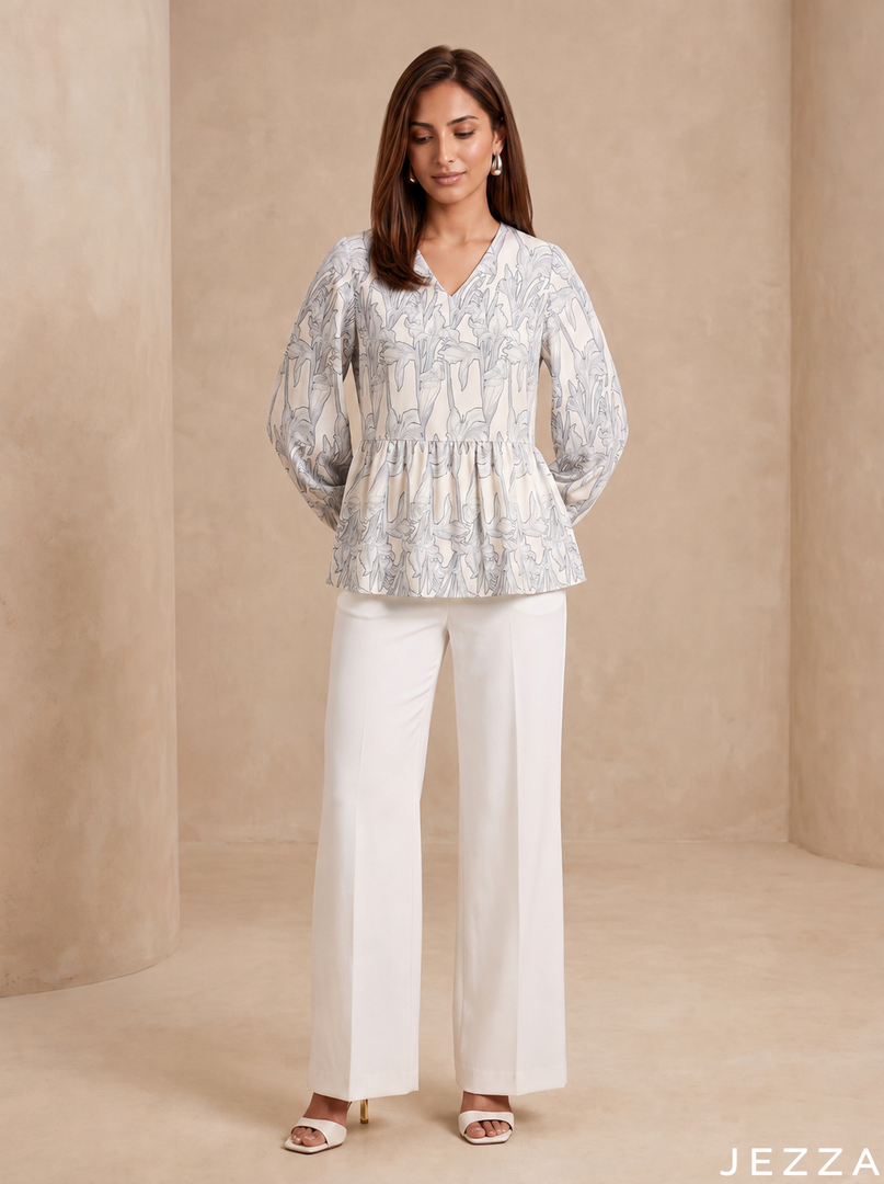 Botanic Drift: Floral Rayon Hip Top 86701