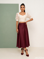 Load image into Gallery viewer, Sheer Ivory: Off White Organza Crop Top 87271