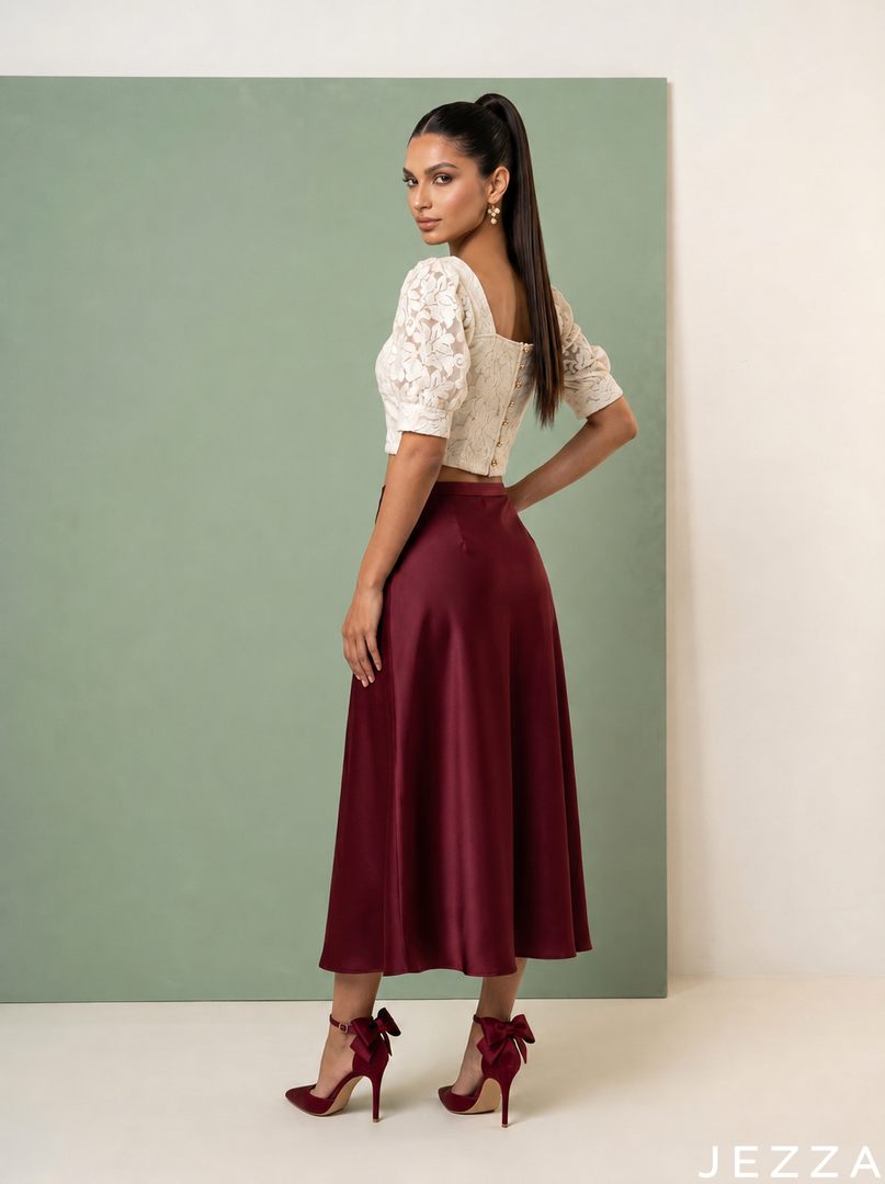 Sheer Ivory: Off White Organza Crop Top 87271