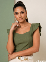 Load image into Gallery viewer, Verdant Romance: Fern Cotton Crop Top 86932
