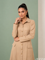 Load image into Gallery viewer, Lustre Beige: Brocade A-Line Dress 87842