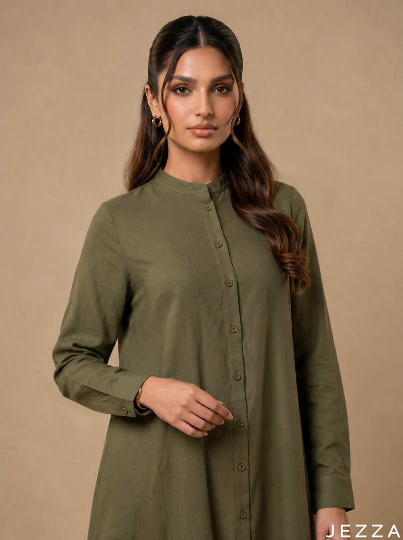 Moss Grove: Mandarin Collar Knee Top 76601