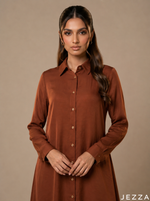 Load image into Gallery viewer, Rust Ember: Collared Midi Length Top 82381