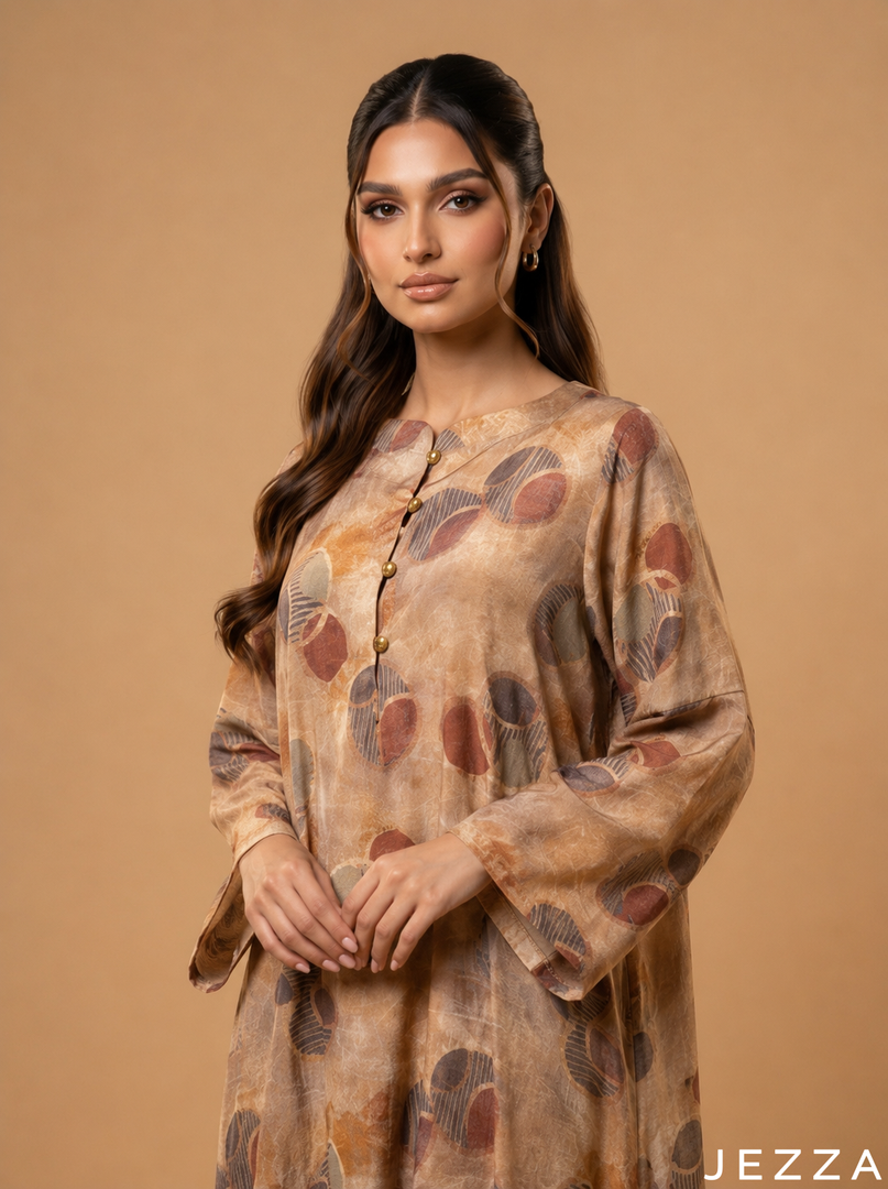 Woven Bloom: Mandarin Collar Dress 83281