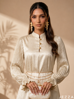Load image into Gallery viewer, Bloom Cascade: Mandarin Collar Satin Dress 87911