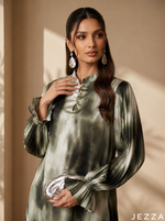 Load image into Gallery viewer, Verdant Wash: Satin A-Line Maxi Dress 86641