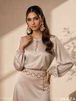 Load image into Gallery viewer, Fog Satin: Skirt &amp; Top Set 82373