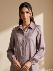 Rose Mist: Striped Midi Shirt Top 86432