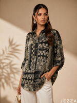 Load image into Gallery viewer, Artful Drape: Tapestry Print Chiffon Top 83871