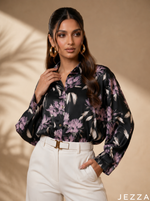 Load image into Gallery viewer, Midnight Bloom: Floral Print Knee Top 87023