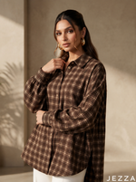 Load image into Gallery viewer, Soft Structure: Blurred Plaid Knee Top 87022