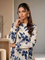 Load image into Gallery viewer, Abstract Flora: Mandarin Collar Knee Top 87031