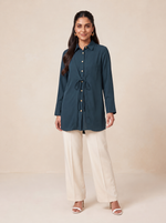 Load image into Gallery viewer, Deep Teal Collared Top 90012