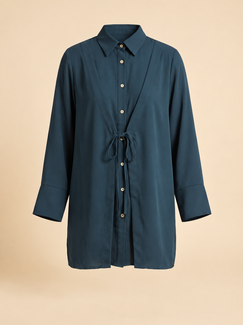 Deep Teal Collared Top 90012