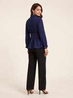 Load image into Gallery viewer, Navy Blue Waist Pleated Hip Top 91821