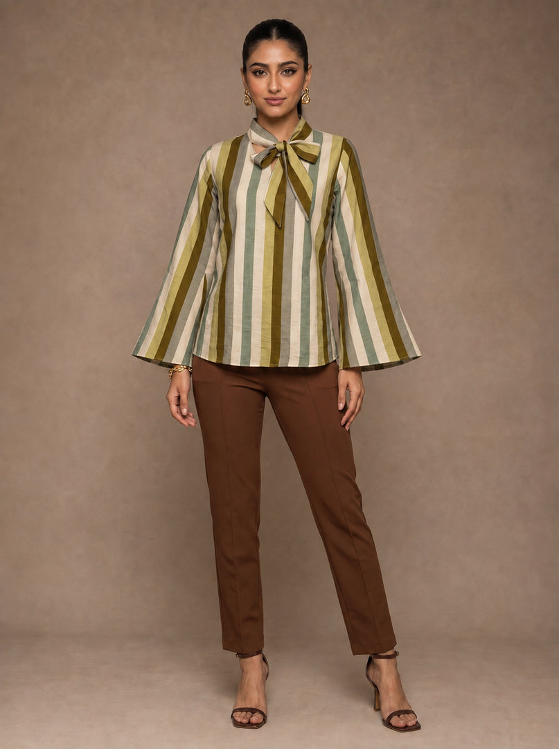 Stripe Tie: Poly Cotton Hip Top 92111