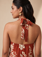 Load image into Gallery viewer, Cotton Printed Halter Midi Dress 93471