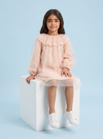 Load image into Gallery viewer, Pink Petal: Net &amp; Cutlon Kids Frock 89341