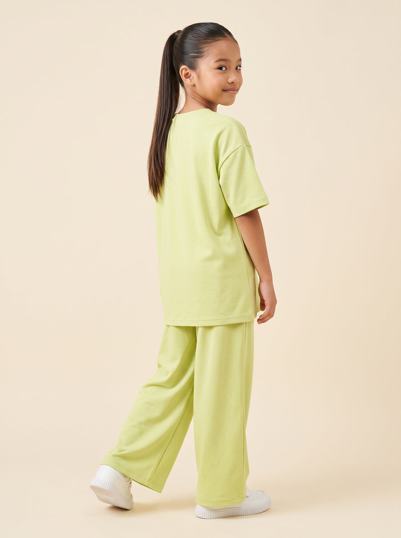 Rib Relaxed Ankle Light Green Pant 87971