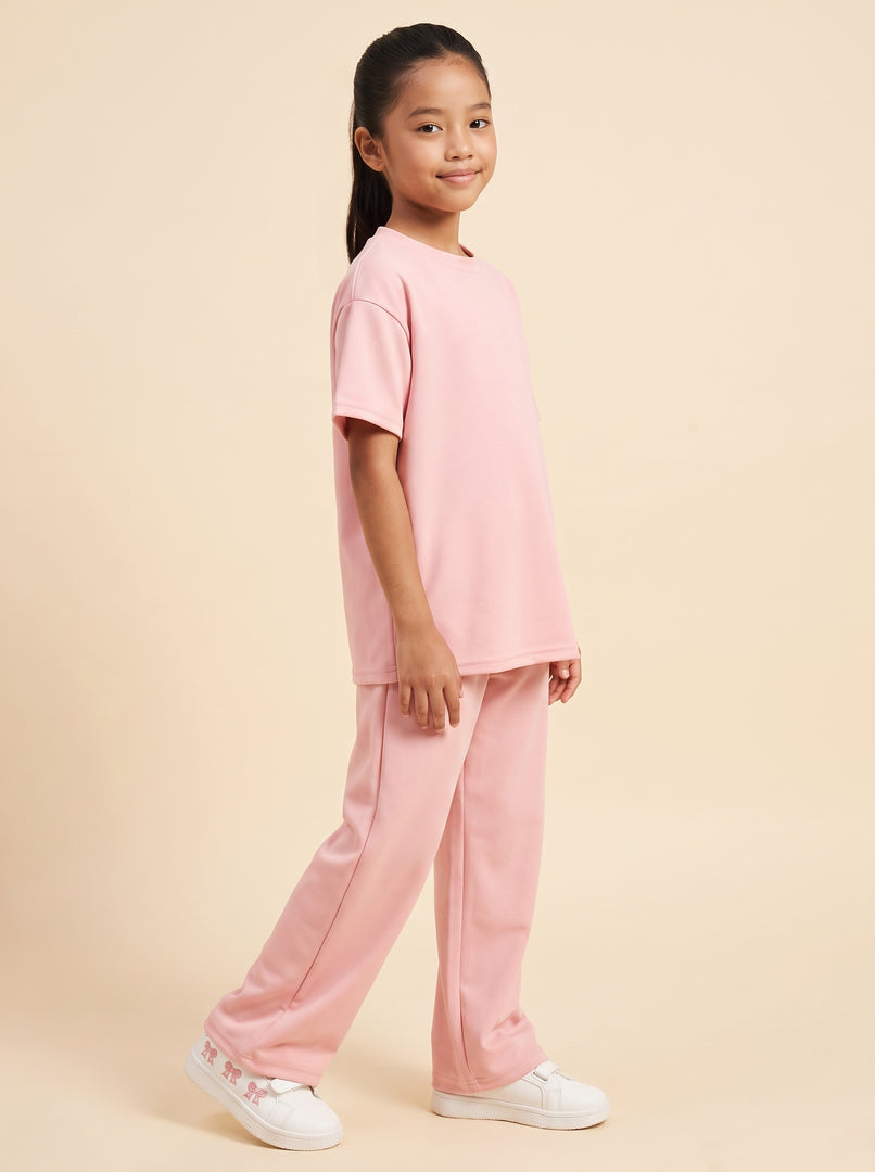 Rib Relaxed Ankle Light Pink Pant 87972