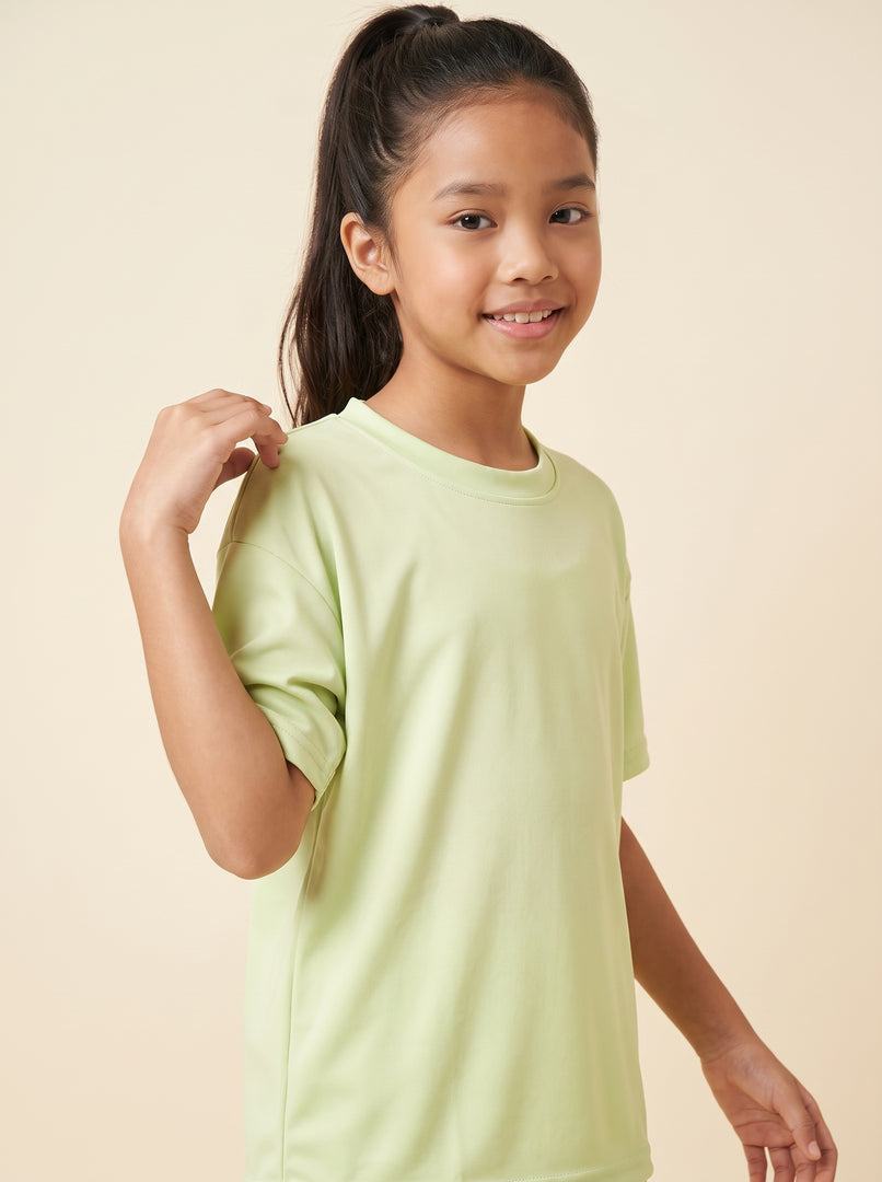 Rib Round Neck Light Green T-Shirt 87961