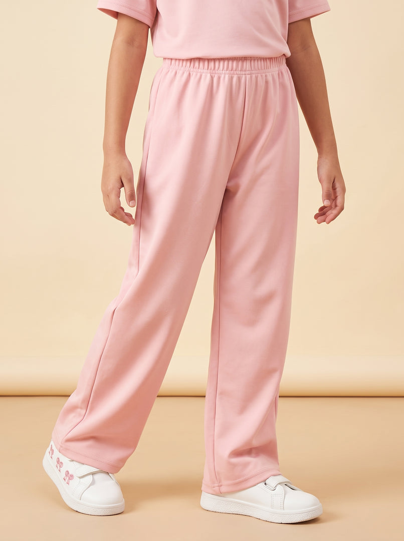 Rib Round Neck Light Pink T-Shirt 87962