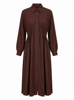 Load image into Gallery viewer, Carob Brown Collared Midi Dress 87938