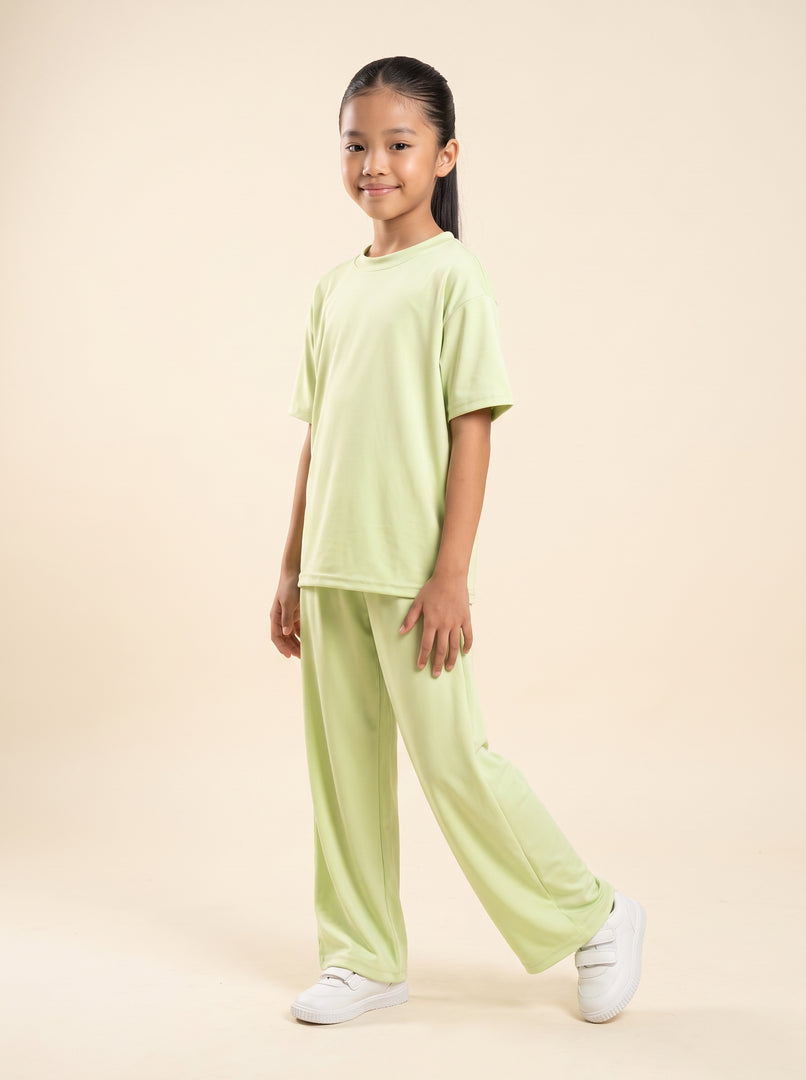 Rib Round Neck Light Green T-Shirt 87961