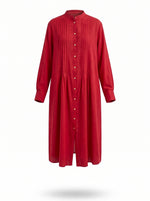 Load image into Gallery viewer, Red Mandarin Collar Midi Top 79721