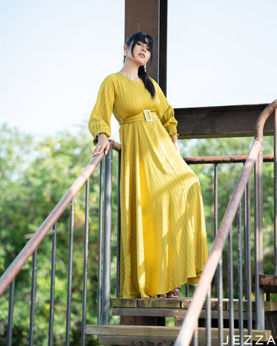 Fresh Radiance: Pear Crepe Satin Y/A Dress 79441