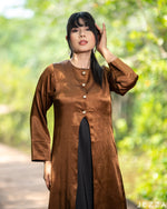 Load image into Gallery viewer, Golden Dusk: Satin Dress &amp; Cardigan Set 81011/7949