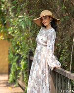 Load image into Gallery viewer, Soft Petal: Latte &amp; White Lace Gown 82732