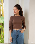 Load image into Gallery viewer, Rib Spandex Hip Top With Decorative Sleeve 54762