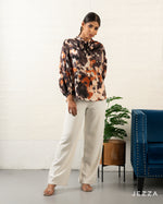 Load image into Gallery viewer, Crinkled Satin-Feel Printed Top 71211