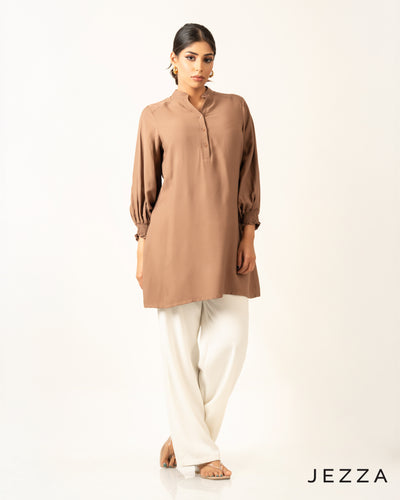 Casual Grace: Poly-Cotton Mandarin Top 67913
