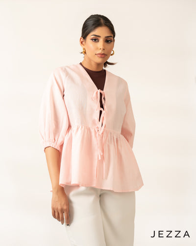 Effortless Charm: Cotton Tie-Front Top 68131