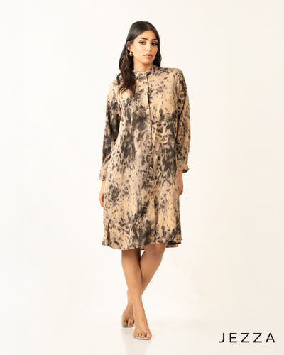Polyester Button-Down Knee Top-Dress 71591