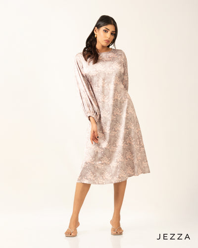 Elegant Flow: Satin Below Knee Dress Top 70941