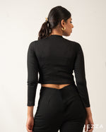 Load image into Gallery viewer, Ribbed Spandex Long Sleeve Crop Top 70772
