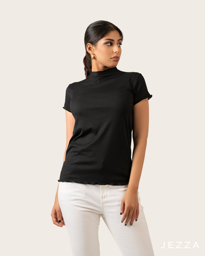 Stretch Fit Short Sleeve Hip-Length Top 70792