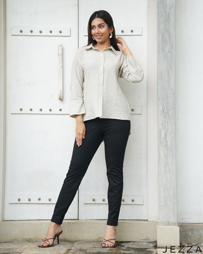 Bone Ease: Cotton Collared Relaxed Top 82192