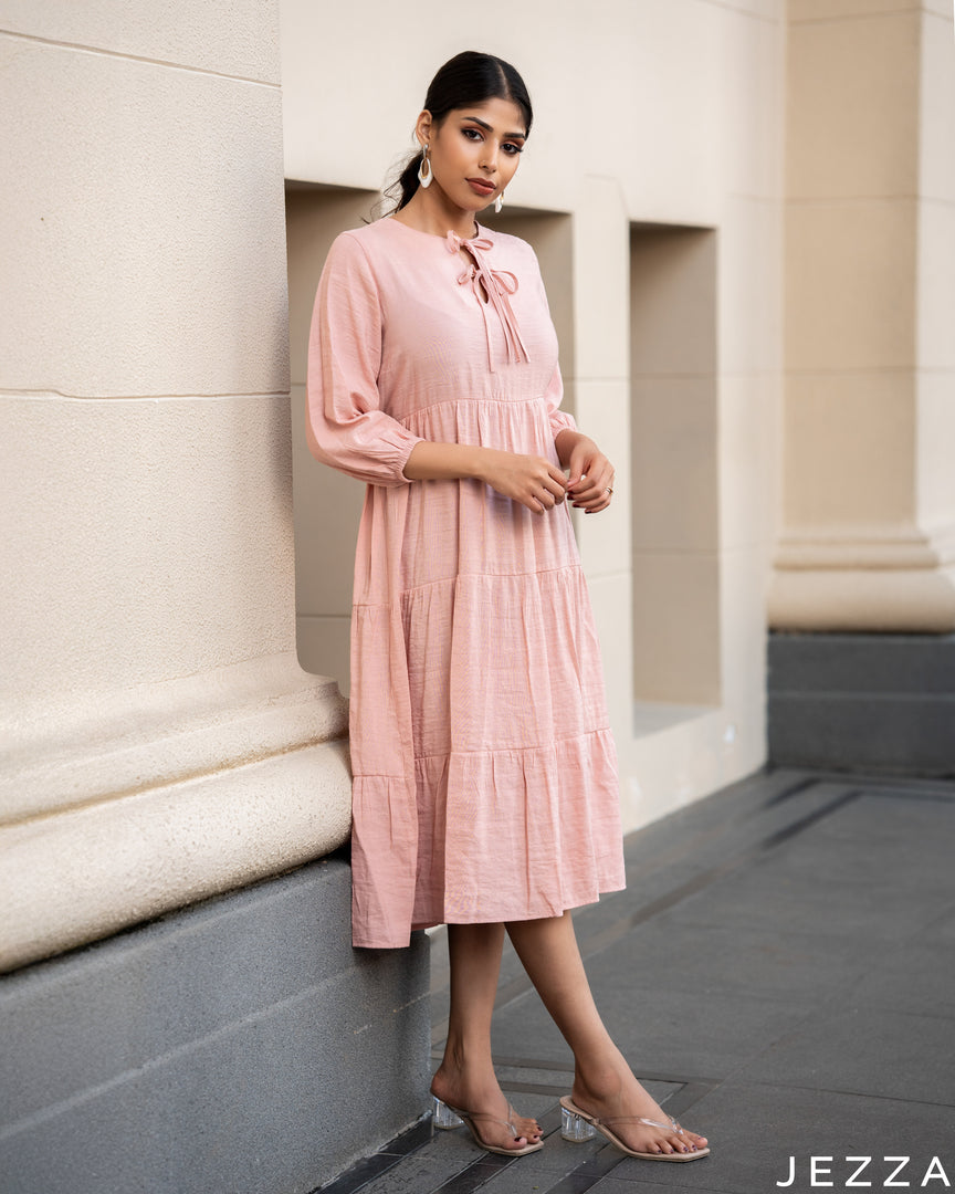 Blush Charm: Salmon Pink  Dress 76231